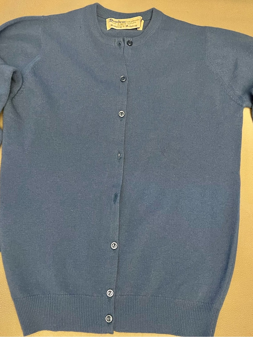 Vintage 70s Deanbrae Scotland Lambswool Cardigan Sweater Blue Women's S/M